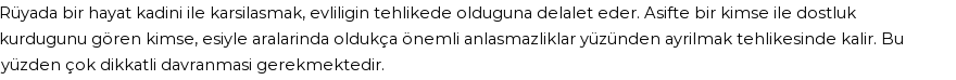 Derleme'ye Göre Rüyada Hayat Kadını Görmek