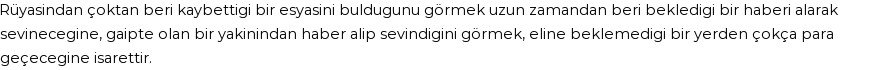 Derleme'ye Göre Rüyada Kayıp Olan Bir Şey Görmek