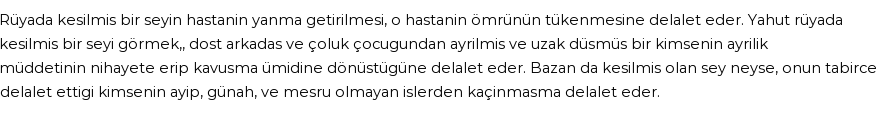 Derleme'ye Göre Rüyada Kesilmiş Bir Şey Görmek