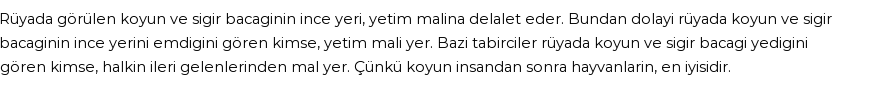 Derleme'ye Göre Rüyada Koyun Ve Sığır Bacağı Görmek