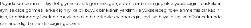 Derleme'ye Göre Rüyada Milli Kıyafet Görmek