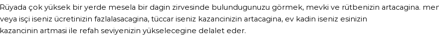 Derleme2'e Göre Rüyada Yüksek Yer Görmek