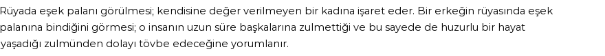 Diyanet'e Göre Rüyada Eşek Palanı Görmek