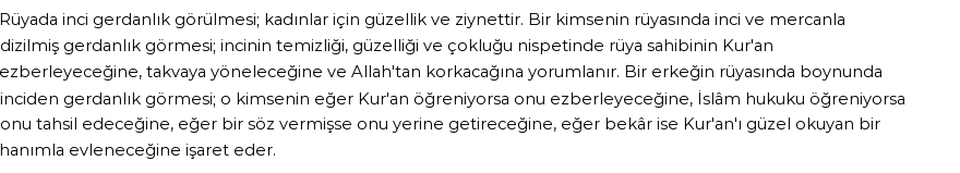 Diyanet'e Göre Rüyada İnci Gerdanlık Görmek