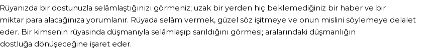 Diyanet'e Göre Rüyada Selam Vermek Görmek