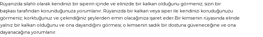 Diyanet'e Göre Rüyada Siper Ve Kalkan Görmek