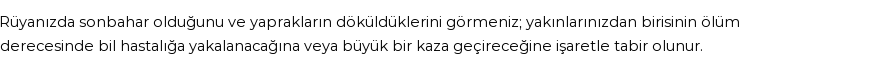 Diyanet'e Göre Rüyada Sonbahar Görmek