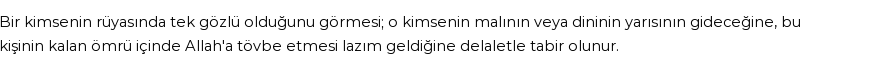 Diyanet'e Göre Rüyada Tek Gözlü Olmak Görmek