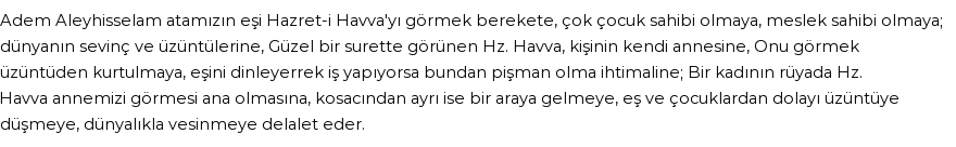 İhya'ya Göre Rüyada Havva Anamız Görmek