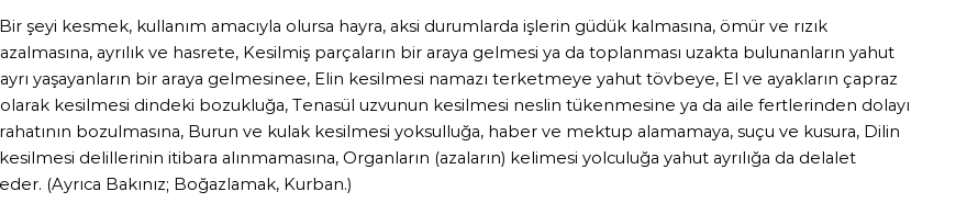 İhya'ya Göre Rüyada Kesmek, Kesilmek Görmek