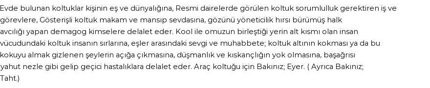 İhya'ya Göre Rüyada Koltuk Görmek