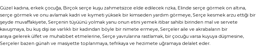 İhya'ya Göre Rüyada Serçe Görmek