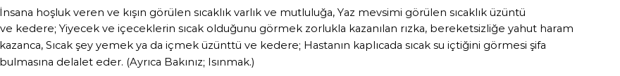 İhya'ya Göre Rüyada Sıcak, Sıcaklık Görmek