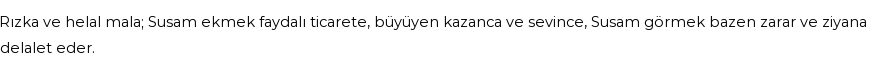 İhya'ya Göre Rüyada Susam Görmek