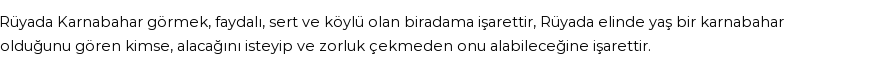 Molla Cami'ye Göre Rüyada Karnabahar Görmek