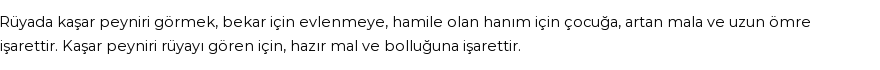 Molla Cami'ye Göre Rüyada Kaşar Görmek