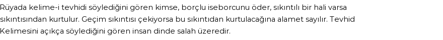 Molla Cami'ye Göre Rüyada Kelime-i Tevhid Görmek