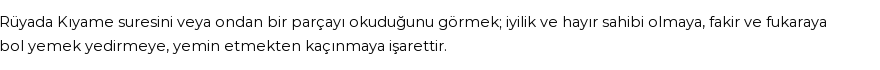 Molla Cami'ye Göre Rüyada Kıyamet Suresi Görmek