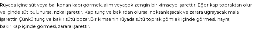 Molla Cami'ye Göre Rüyada Süt Ve Bal Kabı Görmek