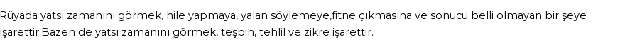 Molla Cami'ye Göre Rüyada Yatsı Vakti Görmek