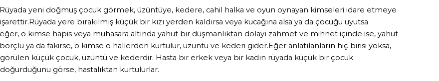 Molla Cami'ye Göre Rüyada Yeni Doğan Bebek Görmek