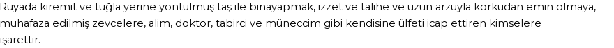 Molla Cami'ye Göre Rüyada Yontulmuş Taş Görmek