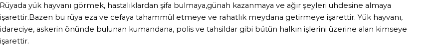 Molla Cami'ye Göre Rüyada Yük Hayvanı Görmek