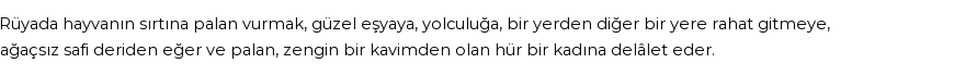 Nablusi'ye Göre Rüyada Hayvanın Sırtına Palan Vurmak Görmek