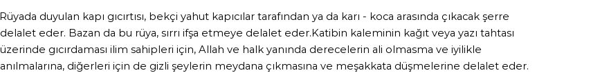 Nablusi'ye Göre Rüyada Kapı Gıcırtısı Görmek