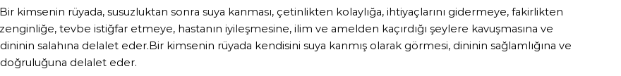 Nablusi'ye Göre Rüyada Suya Kanmak Görmek