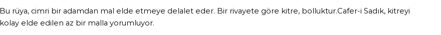 Seyyid Süleyman'a Göre Rüyada Kitre Görmek