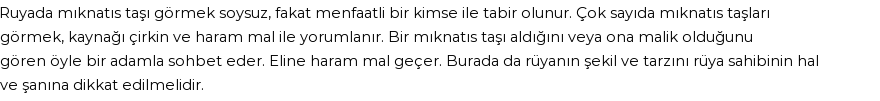 Seyyid Süleyman'a Göre Rüyada Mıknatıs Taşı Görmek