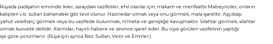 Seyyid Süleyman'a Göre Rüyada Saray Vazifelileri Görmek