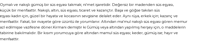 Seyyid Süleyman'a Göre Rüyada Süs Eşyası Görmek