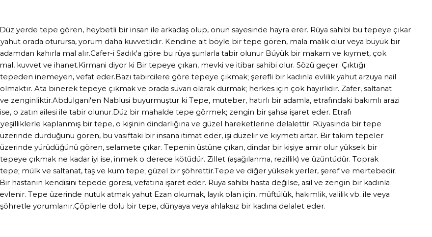 Seyyid Süleyman'a Göre Rüyada Tepeler Görmek