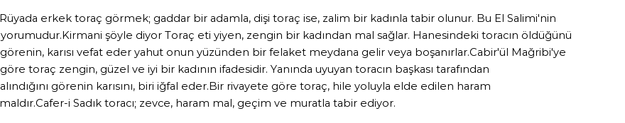 Seyyid Süleyman'a Göre Rüyada Toraç Görmek