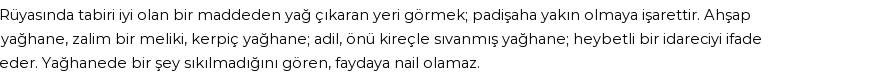 Seyyid Süleyman'a Göre Rüyada Yağhane Görmek